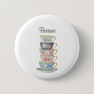 Tijd voor Thee Bruiloftsshower Favor Naamlabel Ronde Button 5,7 Cm