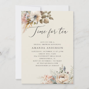 Tijd voor thee. Elegant boho floral vrijgezellenfe Kaart