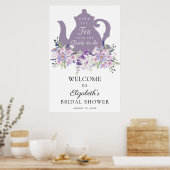 Tijd voor Thee Paarse Bruids-Shower Welkomstbord Poster (Keuken)