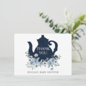 Tijd voor Thee Shower Blauwe Dankkaart Bedankkaart (Staand voorkant)