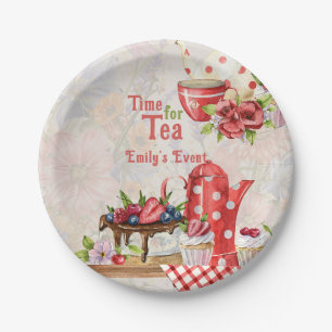 Tijd voor thee! Vintage Retro theepartij Papieren Bordje