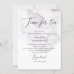 Tijd voor thee. Waterverf paarse vrijgezellenfeest Kaart