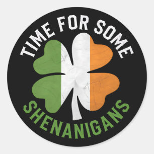 Tijd voor wat kattenkwaad klaver St. Patrick's Dag Ronde Sticker