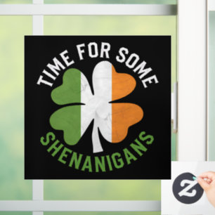 Tijd voor wat kattenkwaad Klaver St. Patrick's Day Raamsticker
