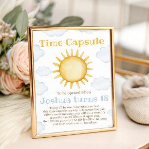 Tijdcapsule Tafelkaart Zonneschijn Reclamebord Met Voetstuk