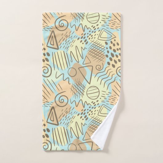 Tijdelijk Abstract blauw, geel, meloen, bruin Bad Handdoek (Handdoek)