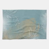 Tijdelijk Abstract Blauw Goud Zelf Theedoek (Horizontaal)