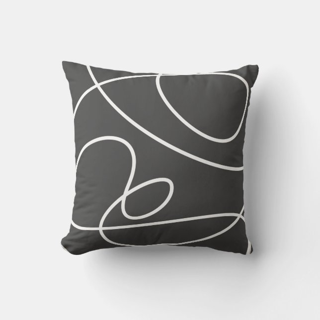 Tijdelijk Abstract modern Art Chic Black White Kussen (Voorkant)