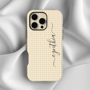 Tijdelijk Beige Gingham Onderschrift iPhone 16 Pro Max Hoesje