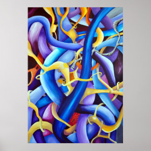 Tijdelijk blauw Abstract - diepteverlichting Poster