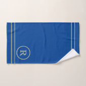 Tijdelijk Elegant blauw uniek monogram Bad Handdoek (Handdoek)