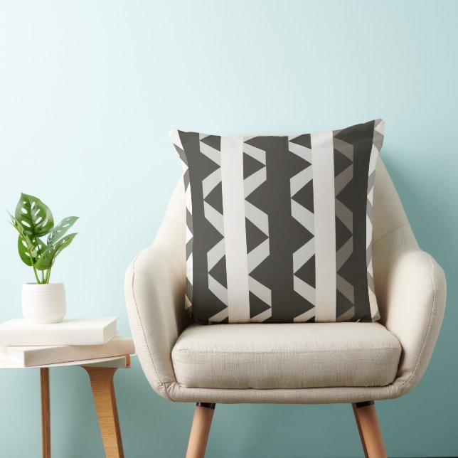 Tijdelijk grijs wit driehoekje stripe patroon kussen (Stoel)