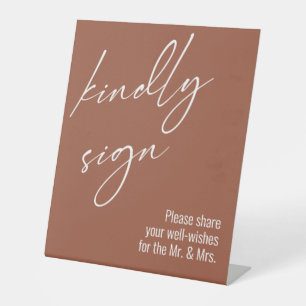 Tijdelijk handschrift "Kindly Sign" Terracotta Reclamebord Met Voetstuk