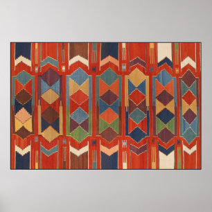 Tijdelijk Kilim Pattern Oranje Blue Green Poster