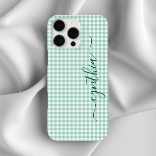 Tijdelijk Licht Teal Gingham Handtekening iPhone 16 Pro Max Hoesje