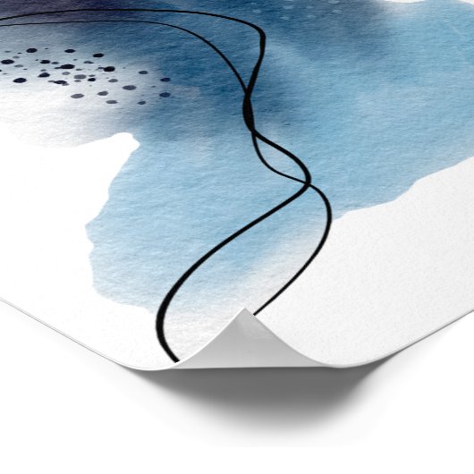 Tijdelijk modern Abstract Art Blue Black Poster (Hoek)