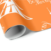 Tijdelijk Oranje en wit kerstfeest Cadeaupapier (Rol Hoek)