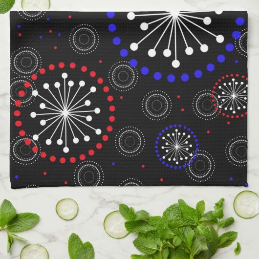 Tijdelijk rood wit vuurwerk theedoek (Gevouwen)