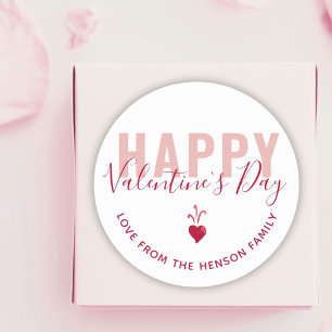 Tijdelijk roze rood hart Happy Valentijn Day Scrip Ronde Sticker