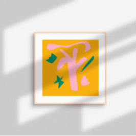 Tijdelijke Abstracte vormen - roze geel groen Poster