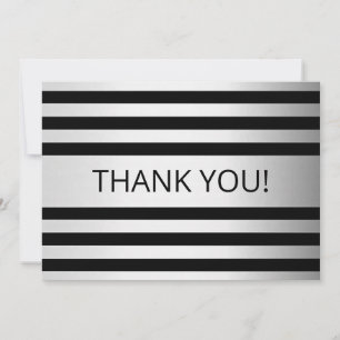 Tijdelijke Faux Silver Ombre Stripes & Black Bedankkaart
