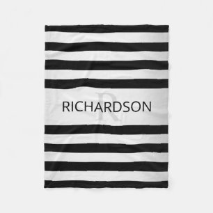 Tijdelijke Faux Silver Ombre Stripes & Black Fleece Deken