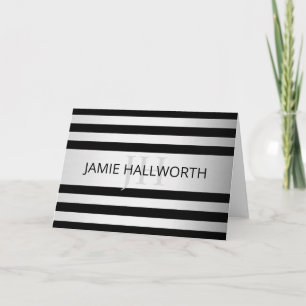 Tijdelijke Faux Silver Ombre Stripes & Black Kaart