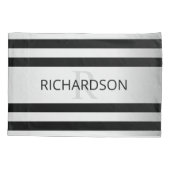 Tijdelijke Faux Silver Ombre Stripes & Black Kussensloop (Achterkant-Links)