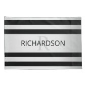 Tijdelijke Faux Silver Ombre Stripes & Black Kussensloop (Achterkant-Rechts)