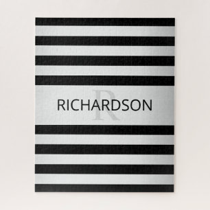 Tijdelijke Faux Silver Ombre Stripes & Black Legpuzzel