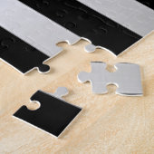Tijdelijke Faux Silver Ombre Stripes & Black Legpuzzel (Zijkant)
