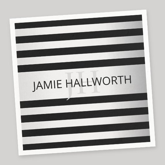 Tijdelijke Faux Silver Ombre Stripes & Black Servet