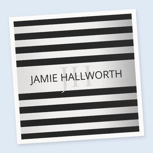 Tijdelijke Faux Silver Ombre Stripes & Black Servet