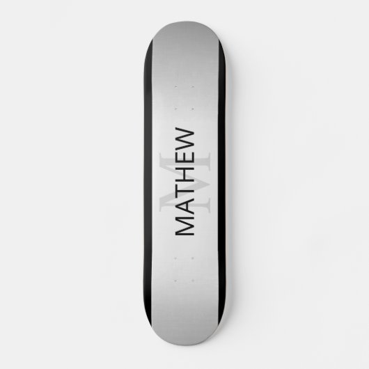 Tijdelijke Faux Silver Ombre Stripes & Black Skateboard (Voorkant)