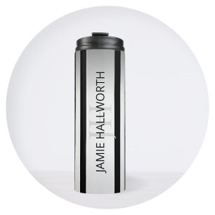Tijdelijke Faux Silver Ombre Stripes & Black Thermosbeker