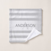 Tijdelijke faux Silver Ombre Stripes & Grey Bad Handdoek (Wasdoekje)