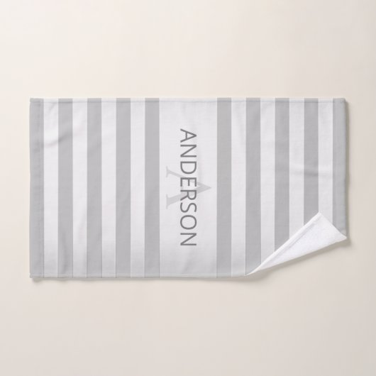 Tijdelijke faux Silver Ombre Stripes & Grey Bad Handdoek (Handdoek)