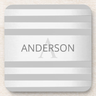 Tijdelijke faux Silver Ombre Stripes & Grey Bier Onderzetter