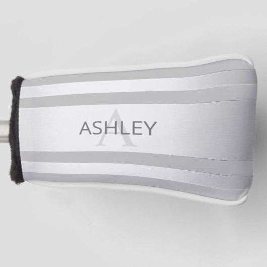 Tijdelijke faux Silver Ombre Stripes & Grey Golfheadcover (Voorkant)