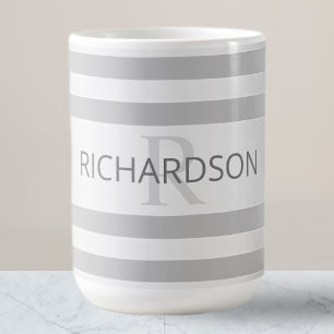 Tijdelijke faux Silver Ombre Stripes & Grey Magische Mok