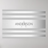 Tijdelijke faux Silver Ombre Stripes & Grey Poster (Voorkant)