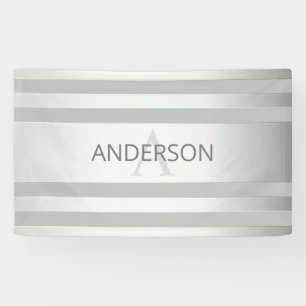 Tijdelijke faux Silver Ombre Stripes & Grey Spandoek