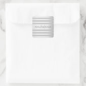 Tijdelijke faux Silver Ombre Stripes & Grey Vierkante Sticker (Tas)