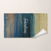 Tijdelijke penseelstreken in groen, blauw en goud bad handdoek (Handdoek)