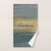 Tijdelijke penseelstreken in groen, grijs en goud bad handdoek (Handdoek)