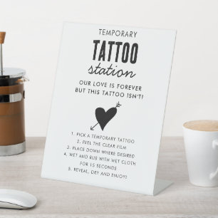 Tijdelijke Tatoeage Bruiloft Station Bar Instructi Reclamebord Met Voetstuk