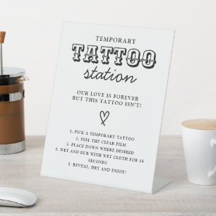 Tijdelijke Tatoeage Bruiloft Station Bar Instructi Reclamebord Met Voetstuk