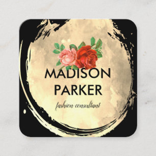 Tijdelijke Waterverf goudborsgeborstelde Rozen Vierkante Visitekaartje