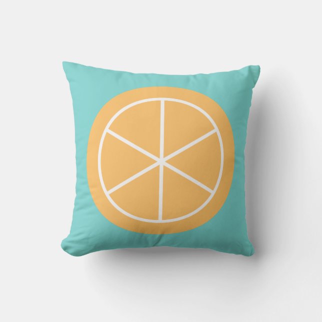 Tijdelijke zomercitrus / Blauwgroen / Oranje Flori Kussen (Voorkant)