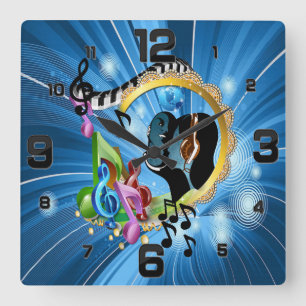 Tijden voor het afspelen van muziek vierkante klok